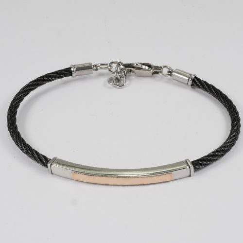 H2on Italy Men’s Navy Steel Cable and 18ct Rose Gold Bracelet