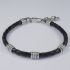 H2on Italy Black Leather and Steel Bracelet