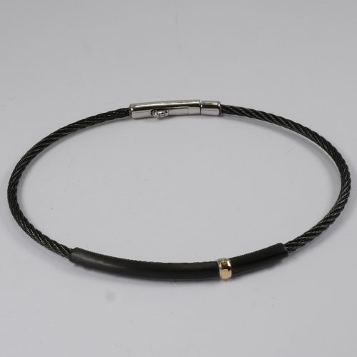 Salvatore Bersani Mens  Black Steel Cable Bracelet