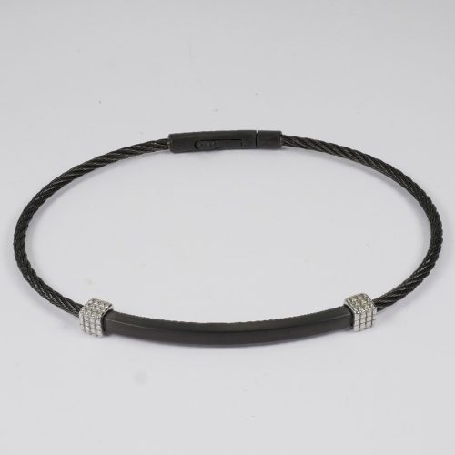 Salvatore Bersani Mens Matt Black Steel Cable Bracelet