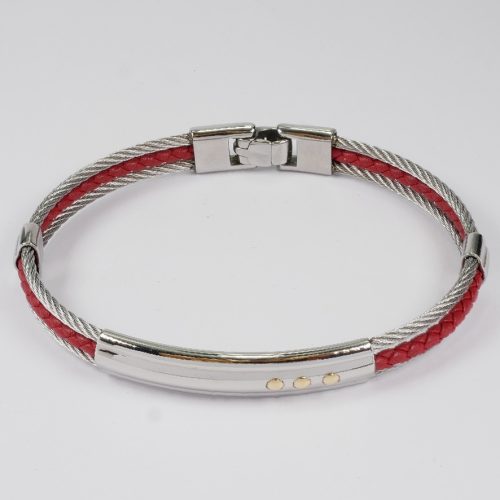 Salvatore Bersani Mens Steel & Leather Bracelet