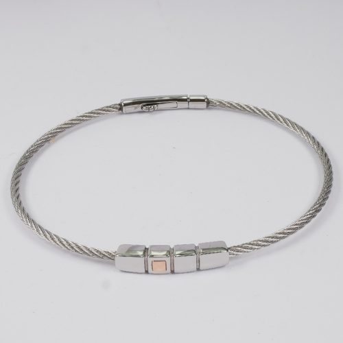 Salvatore Bersani Mens Single Strand Steel Cable Bracelet..