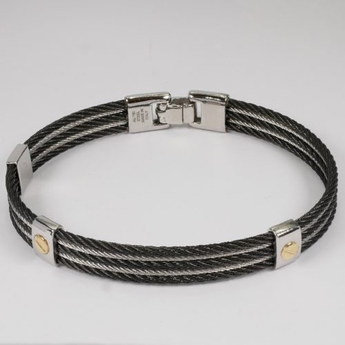 Salvatori Bersani Mens Black and Silver Steel Bracelet