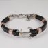 H2on Italy Mens Steel and Black Leather Bracelet