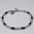 H2on Italy Mens Stainless Steel and Natural Black Agate Stones Bracelet