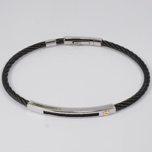 Salvatore Bersani Mens Matt Black Single Cable Bracelet