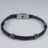 H2on Italy Mens Stainless Steel and Black Braided Leather Bracelet