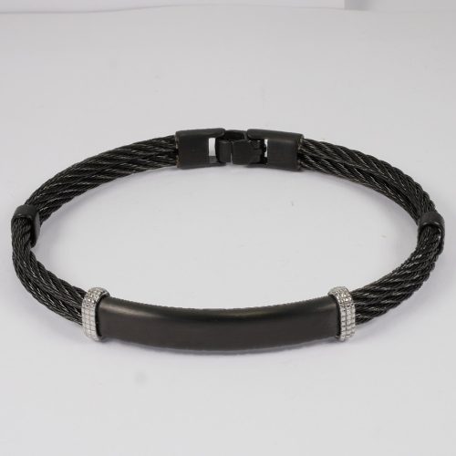 Salvatore Bersani Mens Black Steel Bracelet.