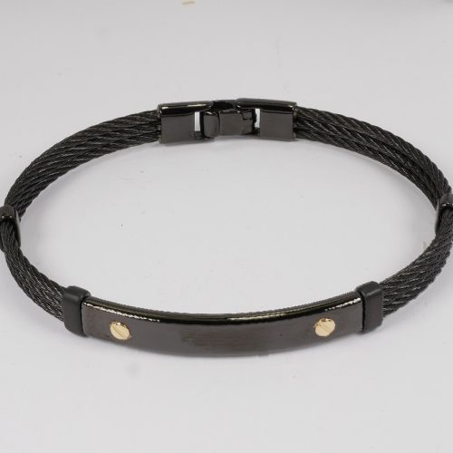 Salvatore Bersani Mens Matt Black Steel Cable Bracelet