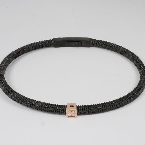 Salvatore Bersani Mens Black Steel and Diamond Bracelet.
