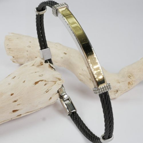 Salvatore Bersani Mens Black Steel Bracelet