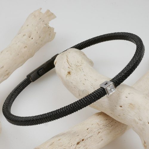 Salvatore Bersani Mens Steel & Diamond Bracelet