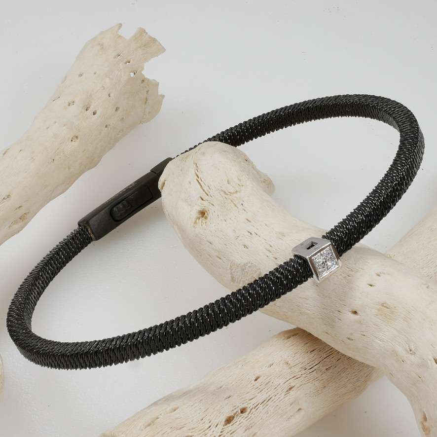 4BF295C7-3DB7-4648-ADFB-E96031B36976_1_105_c Salvatore Bersani Mens Steel & Diamond Bracelet