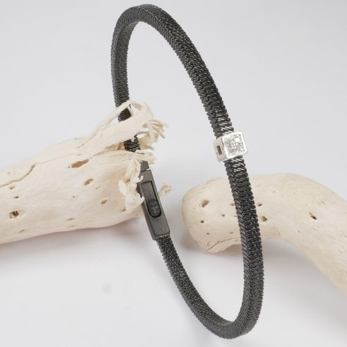 Salvatore Bersani Mens Steel & Diamond Bracelet