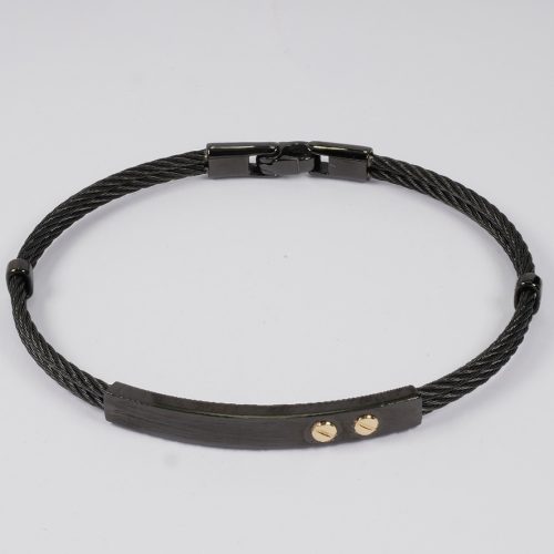 Salvatore Bersani Mens  Matt Black Cable Bracelet