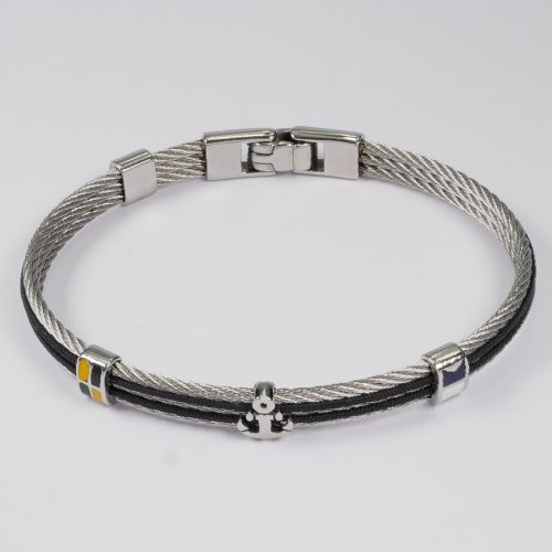 Salvatore Bersani Mens Marine Cord & Steel Bracelet..