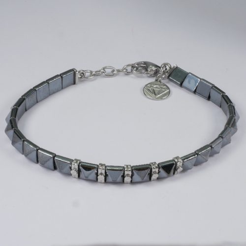 H2on Italy Mens Hematite Pyramid Bead Bracelet
