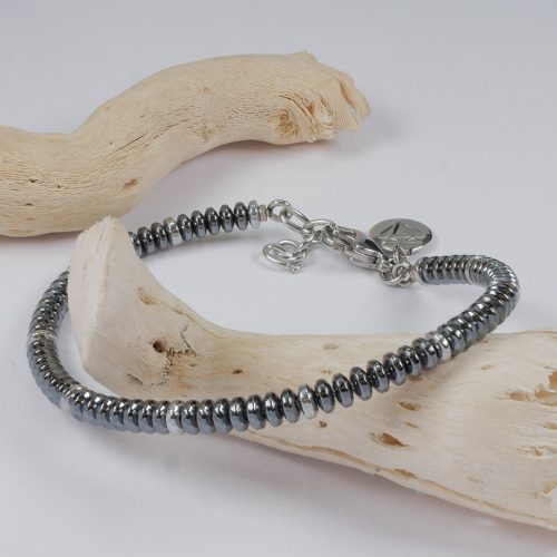 2on Italy Mens Grey Hematite Bracelet