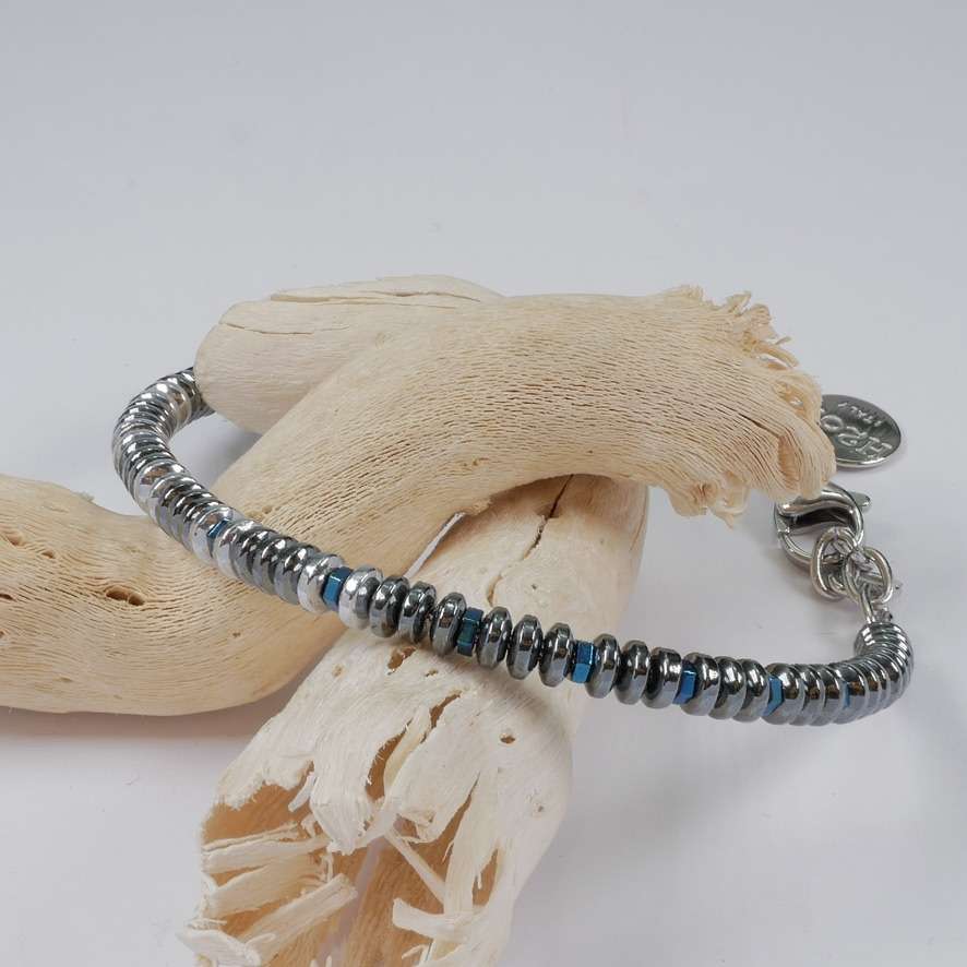 9610DC94-6019-4DC8-B561-EA8DF9C9DDDF_1_105_c H2on Italy Mens Natural Hematite on Steel Bracelet