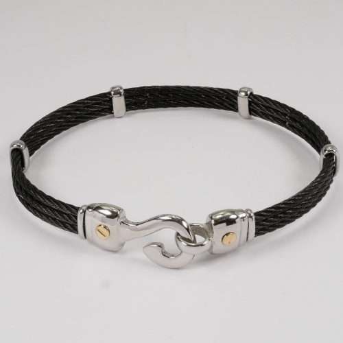 Bracelet and hook in black PVD steel