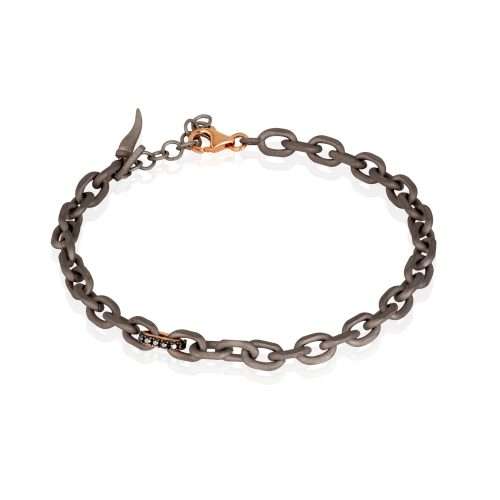 9ct Gold Diamond and Titanium Bracelet