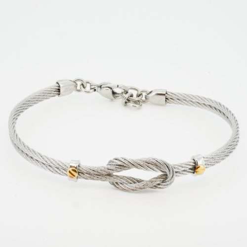 H2on Italy Double Steel Love Knot Cable Bracelet.